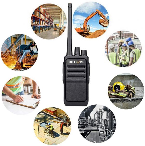 Retevis RT617 Walkie Talkie Funkgerät Set 16 Kanäle 1200mAh CTCSS/DCS VOX Nicht magnetisches Mikrofon Lizenzfrei PMR Funkgerät Wiederauflabar USB Ladeschale (1 Paar, Schwarz)