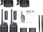 Retevis RT617 Walkie Talkie Funkgerät Set 16 Kanäle 1200mAh CTCSS/DCS VOX Nicht magnetisches Mikrofon Lizenzfrei PMR Funkgerät Wiederauflabar USB Ladeschale (1 Paar, Schwarz)