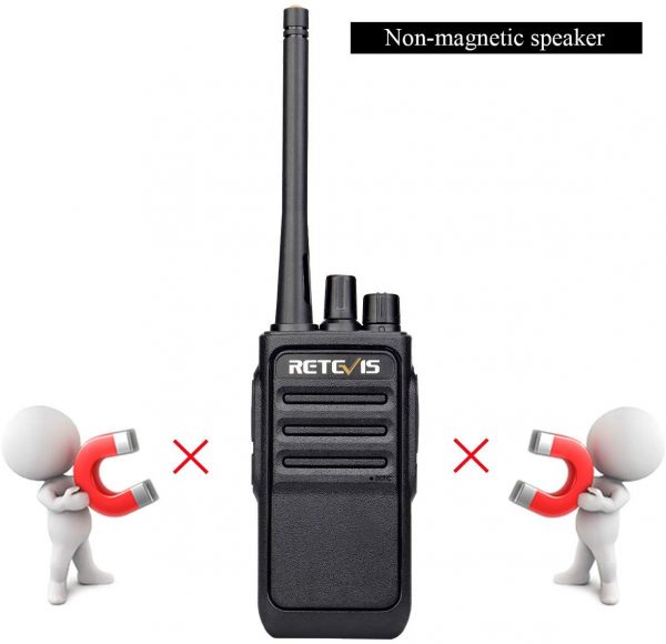 Retevis RT617 Walkie Talkie Funkgerät Set 16 Kanäle 1200mAh CTCSS/DCS VOX Nicht magnetisches Mikrofon Lizenzfrei PMR Funkgerät Wiederauflabar USB Ladeschale (1 Paar, Schwarz)