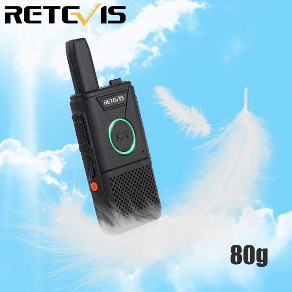 Retevis RT618 Funkgerät Mini Walkie Talkie Lizenzfrei 16 Kanäle VOX Dual PTT Ultradünn PMR Funkgerät Set Wiederaufladbar USB Ladekabel (1 Paar, Schwarz)