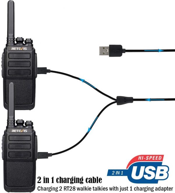 Retevis RT28 PMR Funkgerät Wiederaufladbar PMR446 Lizenzfrei mit USB Ladekabel 16 Kanäle