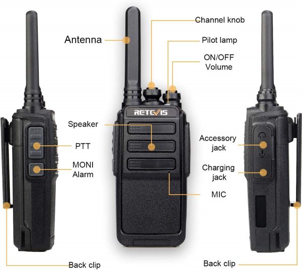 Retevis RT28 PMR Funkgerät Wiederaufladbar PMR446 Lizenzfrei mit USB Ladekabel 16 Kanäle