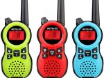 Retevis RT638 Walkie Talkie Kinder 3er Set, Spielzeug Geschenke für Kinder, Kinder Funkgerät, PMR446 Lizenzfrei 16 Kanäle VOX Taschenlampe, Walkie Talkie für Familie Skifahren (Grün&Rot&Blau)