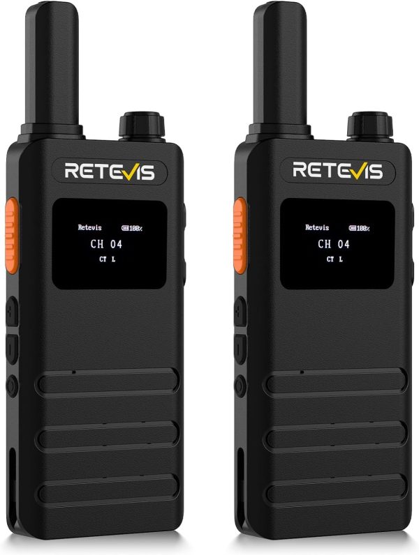 Retevis B63S A9269D PMR446 Funkgerät, RT622P (3.0), VOX, LCD-Display, Schlanke 15 mm, USB C, 1620 mAh, Professionelles Funkgeräte Set für Familie (2 Stück, Schwarz)