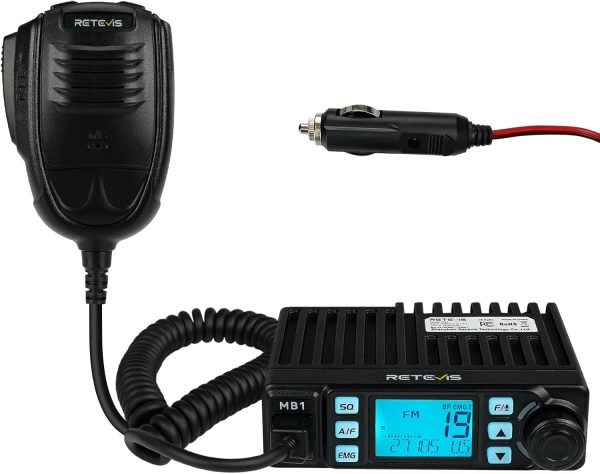 Retevis MB1 CB Mobil Funk Gerät, AM/FM Handheld CB Radio mit Rauschunterdrückung, Sofortiger Notfallkanal 9/19, Volle 40 Kanäle, RF Gain, Externer Lautsprecheranschluss, Long Range CB Mobilfunk für Trucker