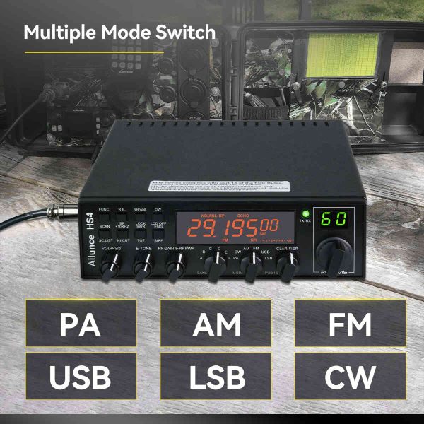 Retevis Ailunce HS4 10 Meter SSB Ham Radio AM/FM/PA/USB/LSB/CW Mobile Transceiver