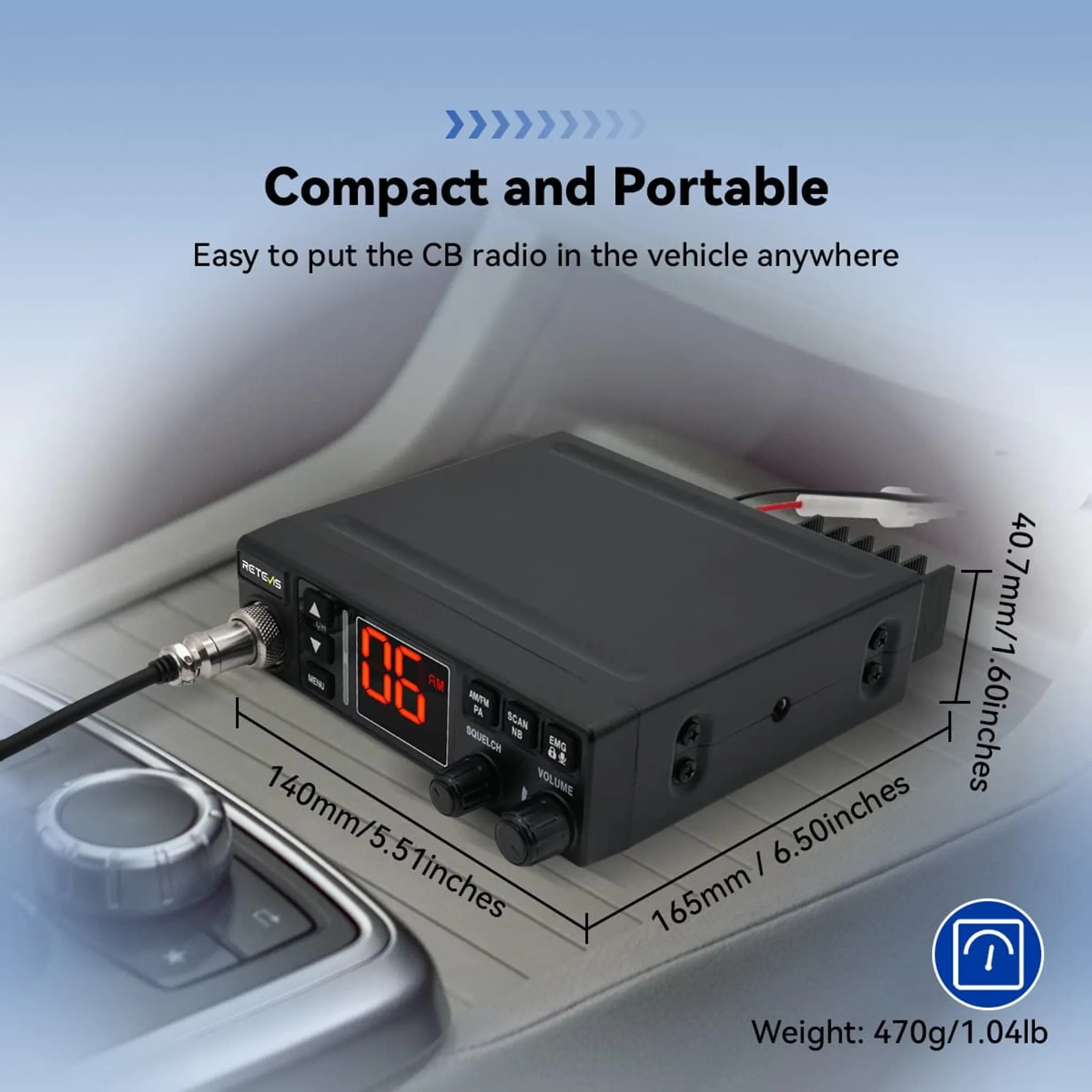 Das MB63A ist ideal für CB-Benutzer, die ein erschwingliches CB-Radio mit Miniatur-Erlebnis suchen. Es ist mit AM/FM, 12/24 V Netzspannung, klarer Tonqualität, EMG 9/19, Wärmeableitung und VOX ausgestattet. Ideal für Industrie- und Transportfahrer, die eine effiziente Möglichkeit zur Koordination mit ihrem Team benötigen.